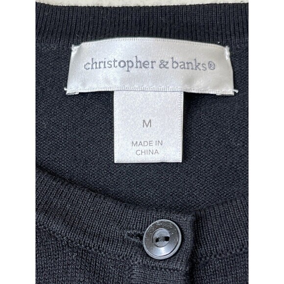 🔥 Christopher & Banks Hand Embroidered Cardigan Sweater Buttons Size M Med - Picture 5 of 9